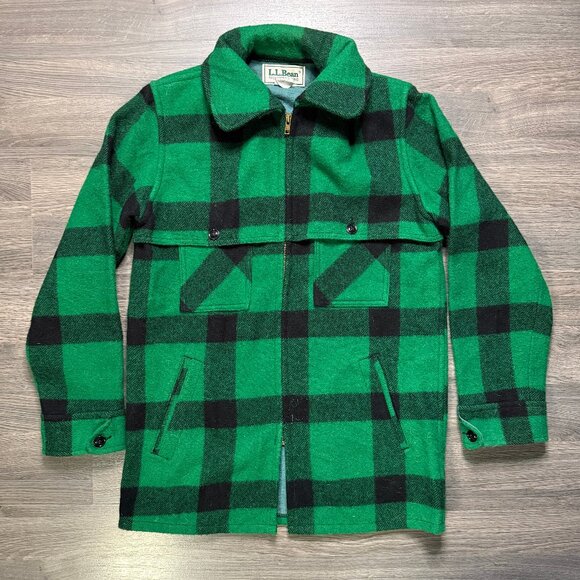 *Vintage L.L. Bean Men's Wool Maine Guide Plaid Jac-Shirt - Green/Black - Picture 1 of 7